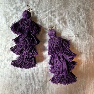 Purple fringe earrings